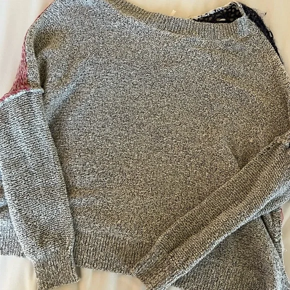 Free People Open-Knit American Flag Sweater in Navy, Red & White - Picture 3 of 6